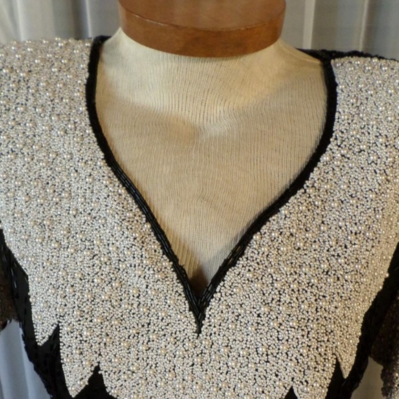 Kazar Long Silk Gown Black Medium Vintage Dress - Picture 2 of 8